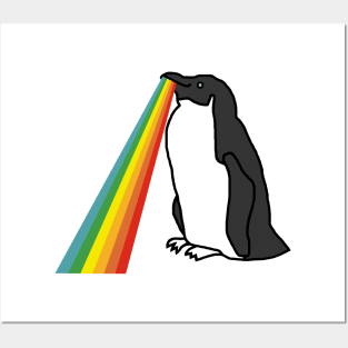 Animals with Rainbow Puke Penguin Posters and Art